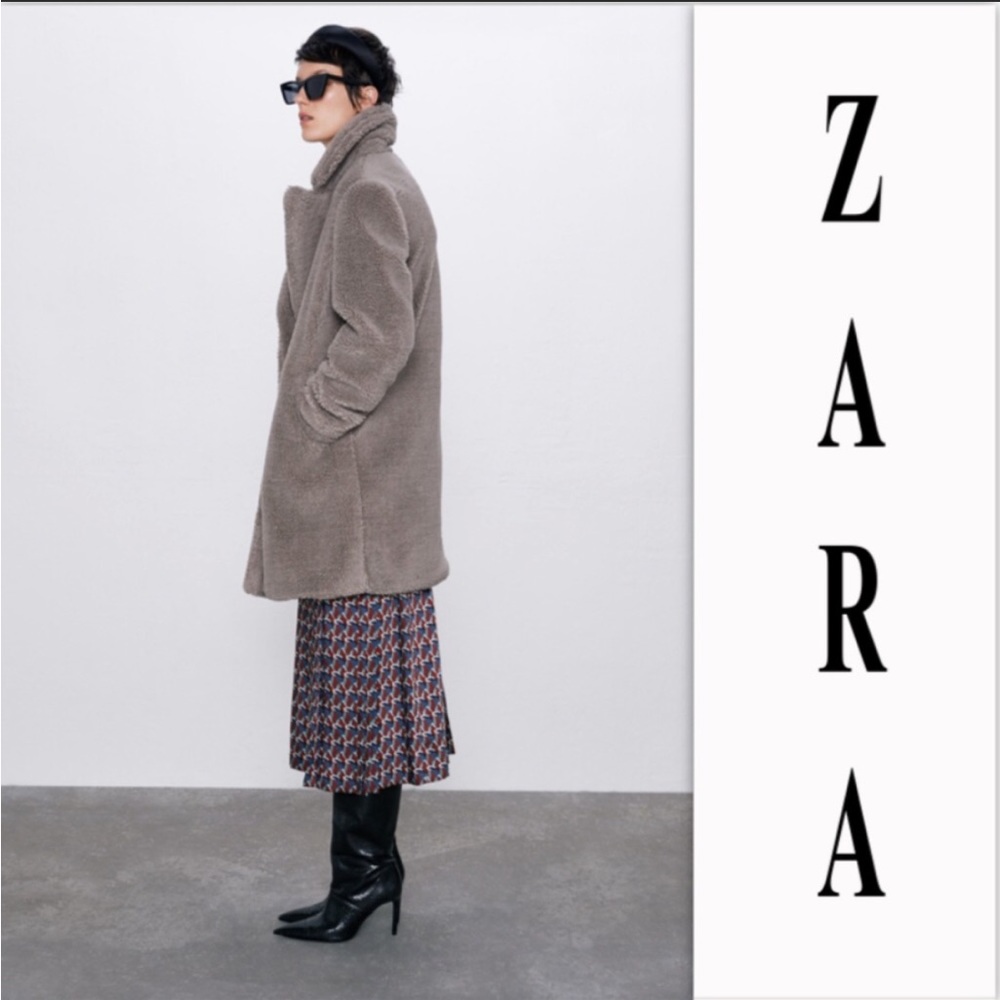 Zara Gray Teddy Sherpa Coat - Picture 6 of 7